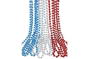 GiftExpress 33" Patriotic Red White Blue Bead Necklaces, Bulk Party Favors for July 4th, Mardi Gras, Memorial Day, Veterans Patriotic Events