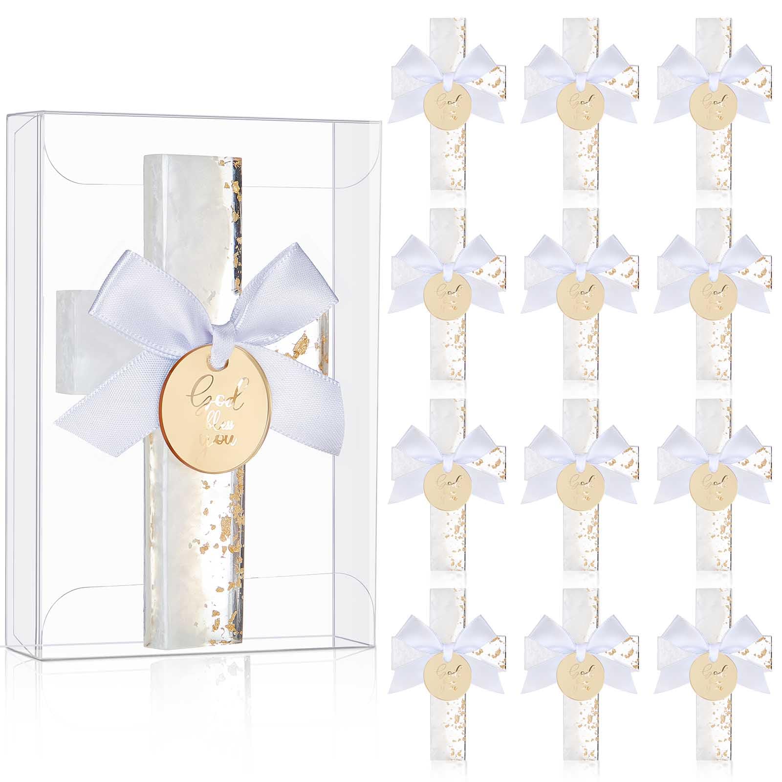 Photo 1 of Chunful 12 Sets Epoxy Cross Magnet Baptism Favors for Guest First Communion Cross Magnet with Tag for Baptism Christening Family Gathering Baby Shower Souvenir(God Bless You,Gold)