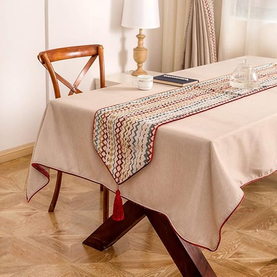 Telihome Jacquard Table Runner Geometric Abstraction Home Table