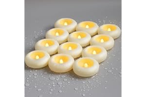 Zevanor 12pcs Flameless LED Floating Waterproof Plastic Ivory 2.8" x1.2" Tea Light Candles, Battery Operated Flickering Votive Tealight Candles for Bathroom Swimming Pool