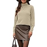 Women's 100% Wool Turtleneck Sweater Classic Long Sleeve Ribbed Knit Pullover for Fall Winter Everyday Comfort Basic Top