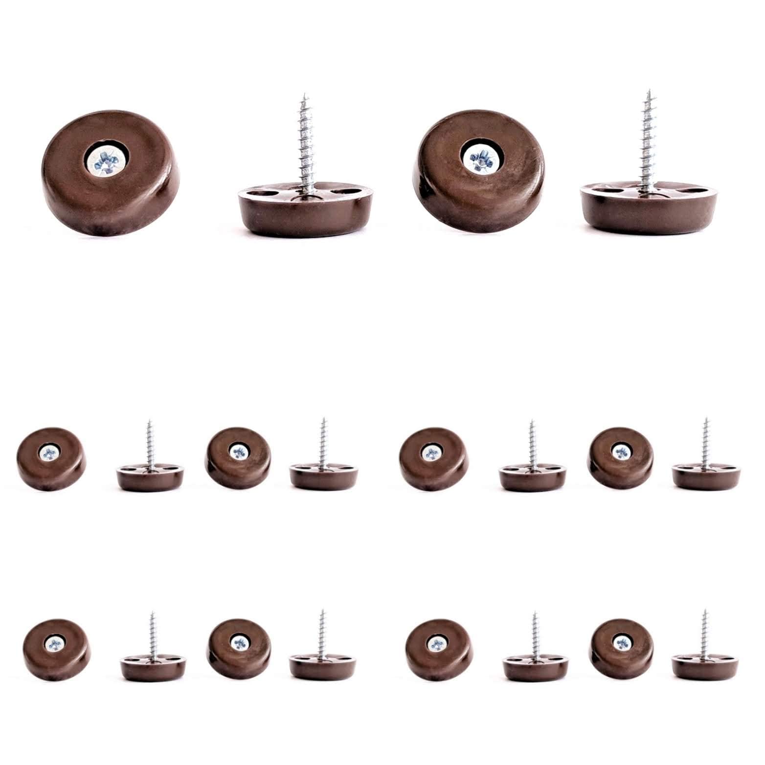 Keay Vital Parts - 24 Pieces Furniture Glides 25mm Brown Nylon Chair, Sofa, Table Feet Gliders, Floor Protectors Pads - Made in Germany
