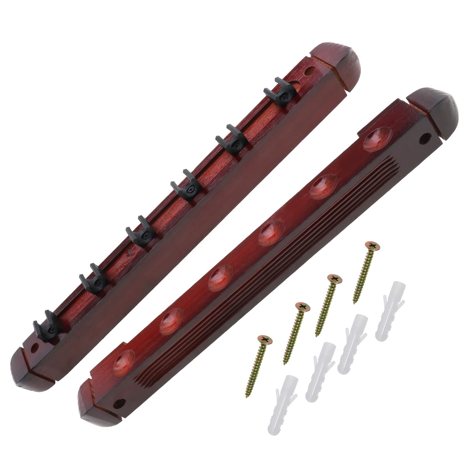 OTOTEC Pool Cue Rack Pool Stick Holder Wall Mounted Table Sticks Wooden 6 Holes Pool Cue Holder Pool Balls Billiard for Game Room Pool Bars Clubs Billiard Players