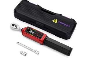 ANPUDS 1/4-Inch Drive Digital Torque Wrench, 0.33-22.1Ft.lbs/0.45-30Nm, Adjustable Electronic Torque Wrench Set with ±1% Accuracy, Vibration, Buzzer and LED Flash Notification for Bicycle, Bike