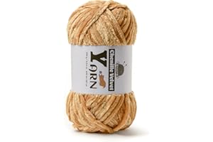 SEKAFRIS Plush Chenille Chunky Yarn - Fluffy Velvet Yarn Crochet for Blanket Knitting and Crocheting - Soft Baby Yarn for Crocheting - Amigurumi Crochet Yarn 100g (87dy) (Khaki)
