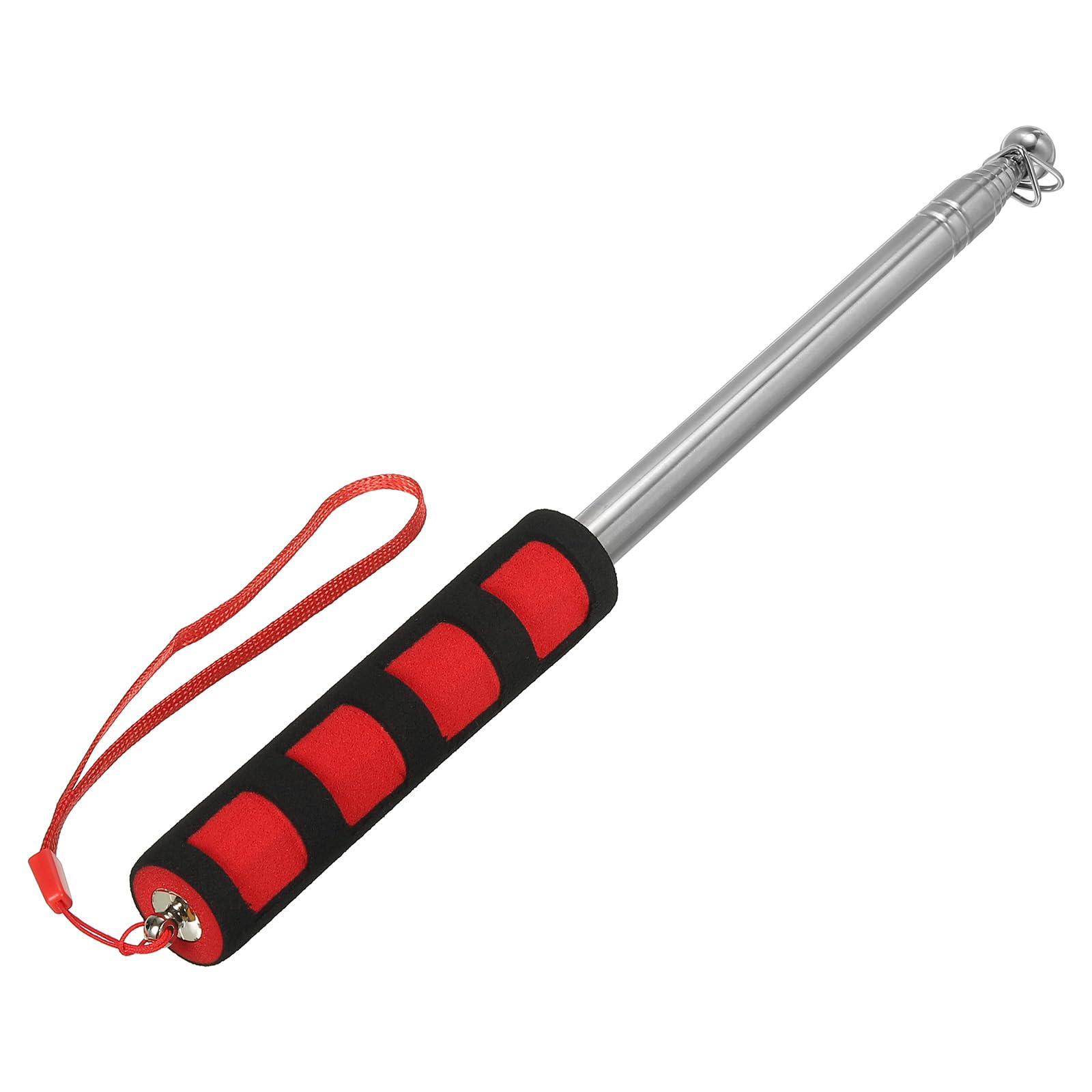 PATIKIL Telescopic Handheld Flagpoles, 5 Feet Sponge Handle Stainless Steel Telescoping Flag Poles Tour Guide Flag Pole, 7 Sections, Red