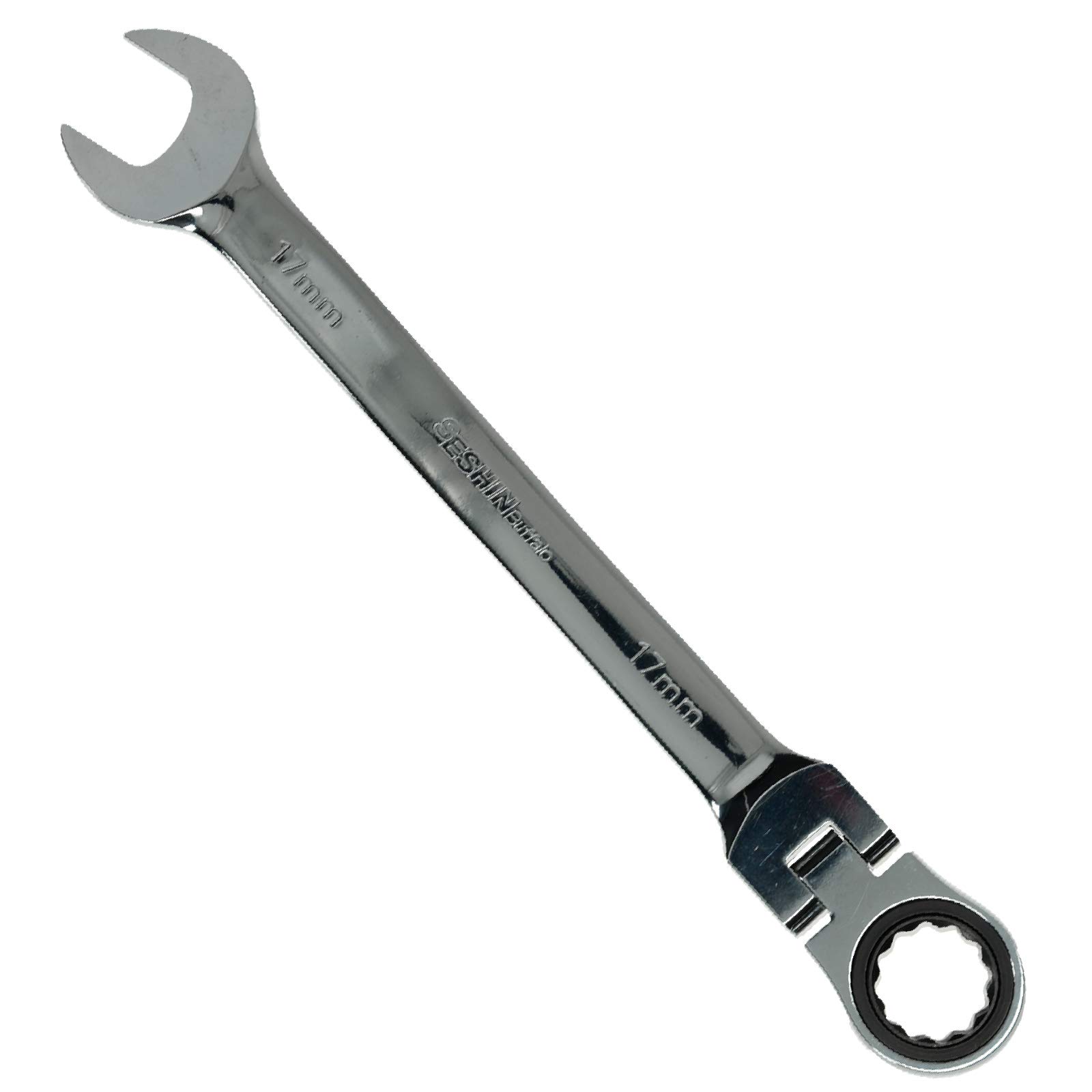 Buffalo 17mm Ratcheting Combination Wrench Spanner Flexible Head Gear Wrench Professional Hand Tool Cr-V Carbon Steel Open End & Ring (17mm)