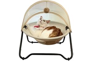 ROGSOUTH Cat Bed, Pet Hammock Bed for Cats and Dogs, Comfortable and Breathable Elevated Cat & Dog Nest, Easy to Assemble, Cover Removable and Washable, Suitable for Indoor and Outdoor Use (Cream)