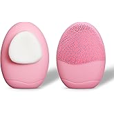 Aphlos 1PC Silicone Face Scrubbers for Women & Men, Dual-Sided Exfoliating & Cleansing Brushes for Daily Skincare Routine & Travel Use, Palm-Sized Facial Tool Gentle for All Skin Types (Pink)