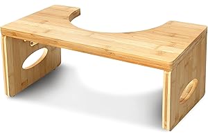 QIOJIRMU Toilet Stool,7 Inches H Foldable Bamboo Squat Poop Stool for Children Adults Seniors,Easy to Use,Sturdy Potty Stool for Bathroom Toilet.