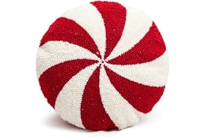 XIAIJIA Christmas Pillows Candy Throw Pillow White Round Decorative Pillow Christmas Decorations Soft Winter Pillow Cute Plush Pillow Cushions for Couch Sofa Bed,15x15 Inch