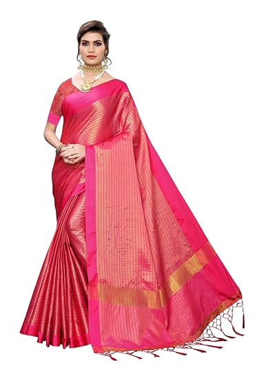 Womens Cotton Silk Saree With Blouse Piece