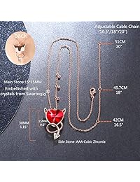 MABELLA Red Evil Love Heart Pendant Necklace Embellished with Crystals from Swarovski Gift for Women