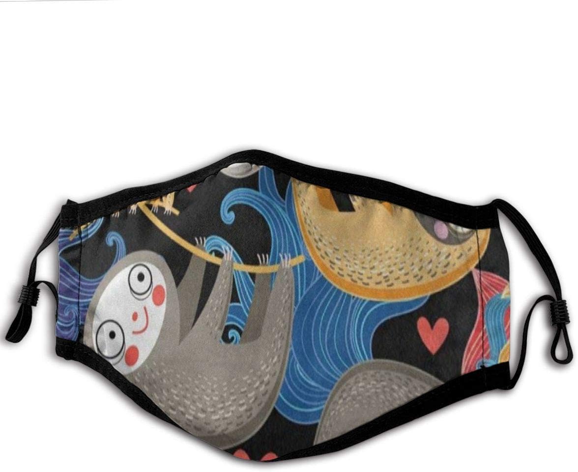 Colored Fun Sloth Jungle Fashion Comfortable Face Cover Adjustable Ear Loops Facial Decorations for Women Men