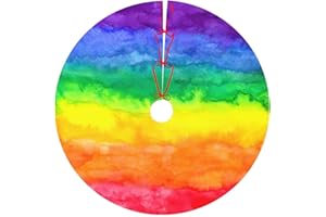 HITAMUS 36 Inch Christmas Tree Skirt, Rainbow Wash Xmas Tree Mat for Christmas Holiday Party Home Decorations