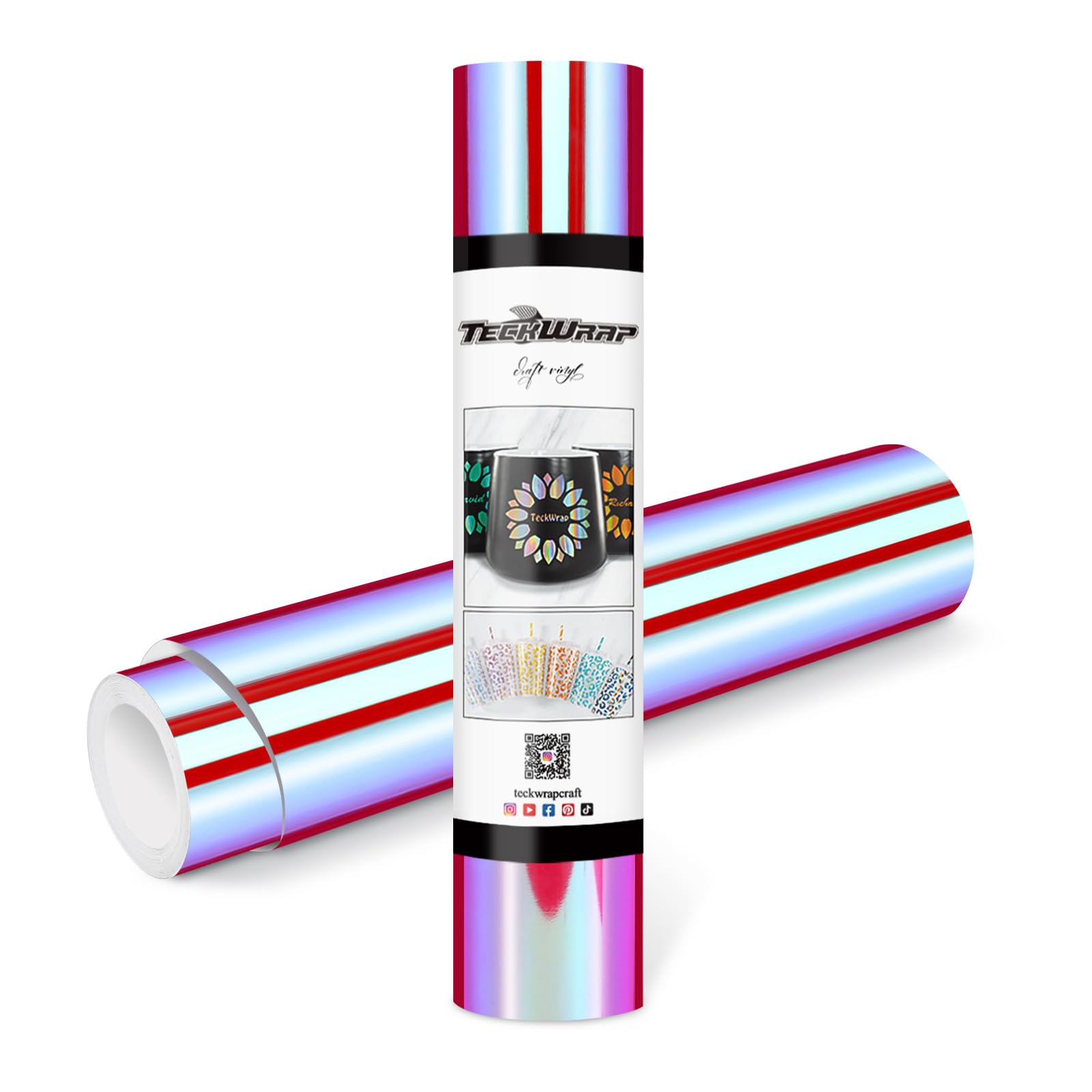 TECKWRAP Opal Holographic Chrome Vinyl 12" x 10ft, Opal Fierce Red — image 1