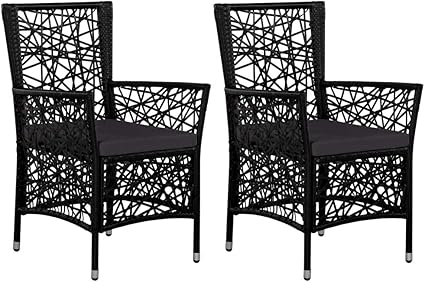 Festnight Lot De 2 Chaises De Jardin Resine Tressee Chaise D Exterieur Chaise Pour Terrasse Fauteuil 58 X 61 X 88 Cm Noir Amazon Fr Cuisine Maison