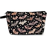YULUENZE Crescent Moon Bat Makeup Bag Cute Small Organizer Bag with Zipper Crescent Moon Bat Cosmetic Bag Aesthetic Halloween Birthday Present for Women Friends -3