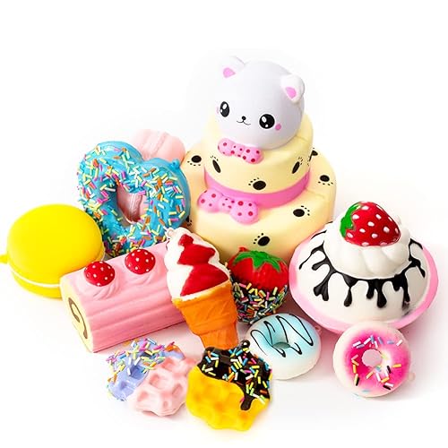 SYYISA Jumbo Squishies Slow Rising [12-Pack]: Bear Cake, Ice Cream