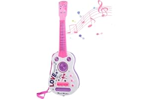 M SANMERSEN Kids Electric Guitar 4 Strings Kids Guitar Musical Guitar Toy with Flash Light Music Educational Toy Gift for Boys Girls Children