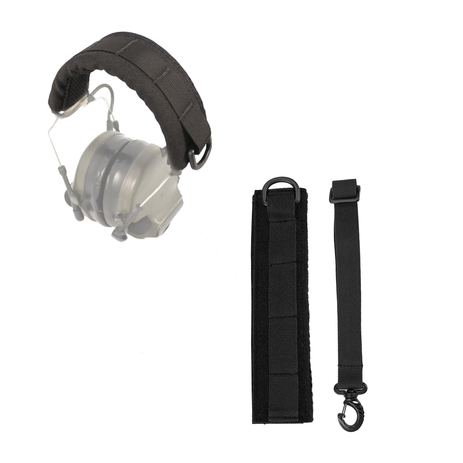 BWLEANSY Tactical Modular Headset Cover, Molle Headband Cover, Advanced Modular Headset Cover Fit for All General Tactical Earmuffs, Earmuffs, Headphone Accessories, black, One Size