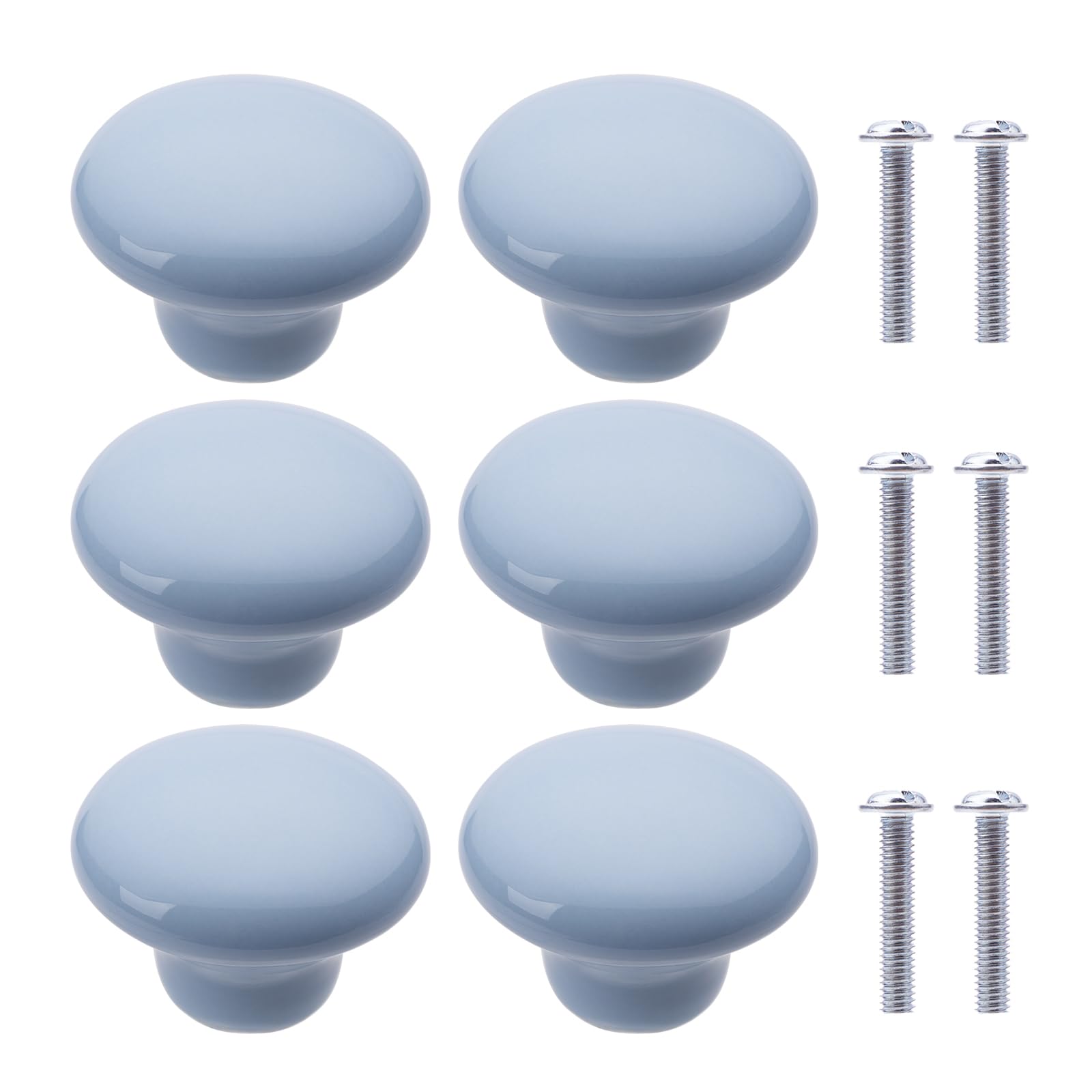 NAKUPENDA 6Pcs Furniture Ceramic Knobs Round Ceramic Cupboard Drawer Knobs Ceramic Handles with Screws for Children's Room Kitchen Cupboards Bookshelf (Light Blue) — image 1