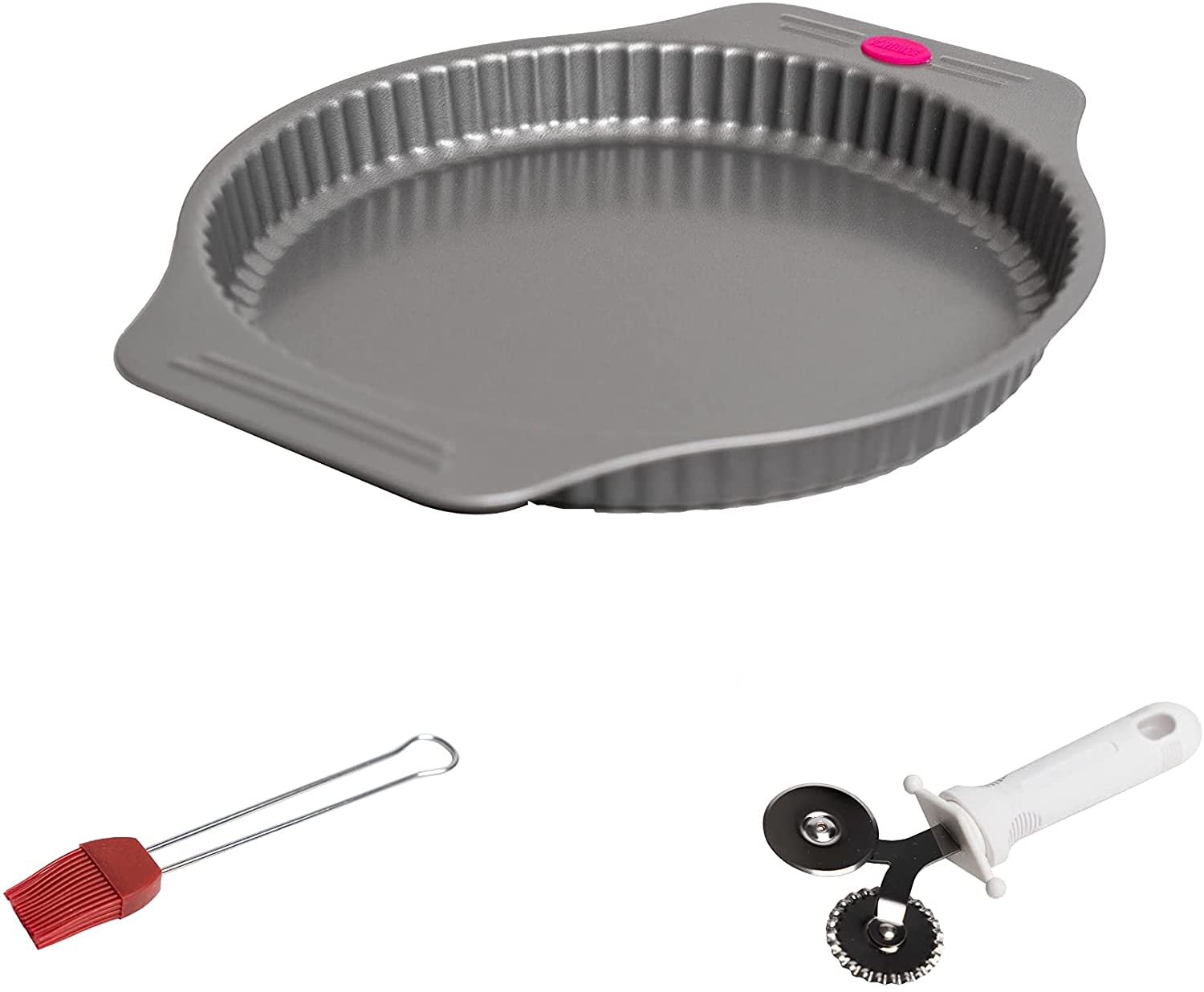 SIF UNIS 905 Le Meilleur Pâtissier X France Kit Diameter 28 cm, Dough Cutter and Silicone Brush – Baking Utensils, Cake Accessory, Professional Design, Steel