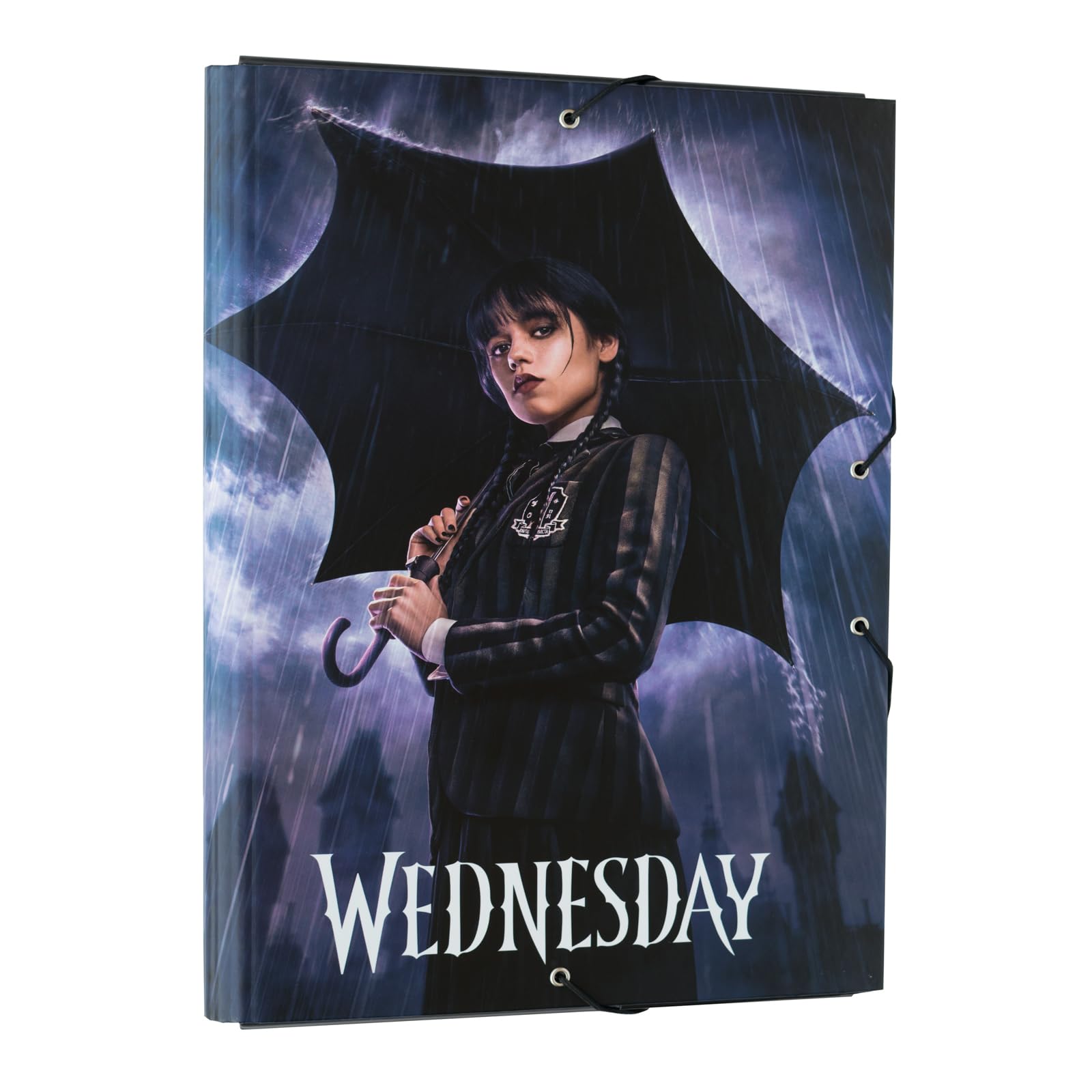 Grupo Erik A4 Folder - Wednesday Gifts | 3 Flap Document Folder 13.4 x 10 inches - 34 x 25.5 cm | Document Organiser, School Folders | Wednesday Addams Gifts