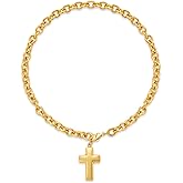 TONLUYAX 18k Gold Chunky Cross Necklace for Women Hammered Cross Choker Necklaces Bold Statement Necklace Trendy Jewelry