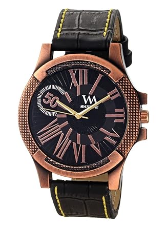 Black Leather Mens Watch-WMAL-116-Btwm