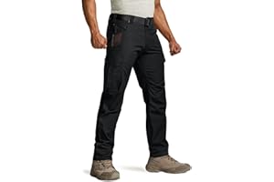 CQR Men's Ripstop Work Pants, Water Resistant Tactical Pants, Outdoor Utility Operator EDC Straight/Cargo Pants