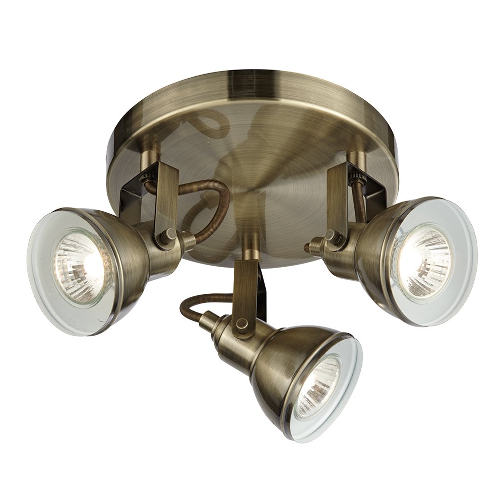 1543AB Focus Antique Brass 3 Light Spotlight