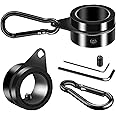 BONWIN Flag Pole Rings, 1" Spinning Flagpole Ring Clips, 2 Pcs Aluminum Alloy & Steel 360° Rotating Anti Wrap Flag Mounting Rings with Snap Carabiners for 0.75-1.02 Inch Diamete Flagpole (Φ1, Black)