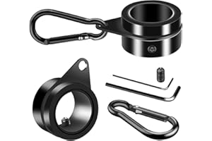 BONWIN Flag Pole Rings, 1" Spinning Flagpole Ring Clips, 2 Pcs Aluminum Alloy & Steel 360° Rotating Anti Wrap Flag Mounting Rings with Snap Carabiners for 0.75-1.02 Inch Diamete Flagpole (Φ1, Black)