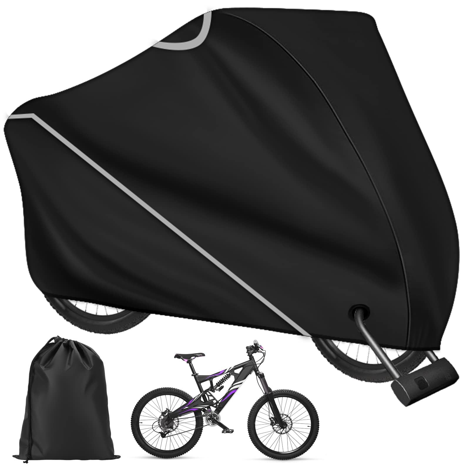 ODSPTER Bike Cover, Bike Cover for Outside Storage - 210D Oxford Waterproof upgrade to 10000Pa - Bicycle Cover for 2 bikes Anti Dust Rain UV with Lock-holes Storage Bag for Mountain and Road Bikes…