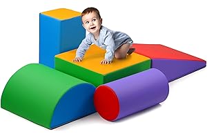 Play22 Soft Climbing Toys for Toddlers Indoor - 5 PC Baby Foam Climbing Blocks, PU Leather Gym Climb and Crawl Play Set Waterproof and Easy to Clean