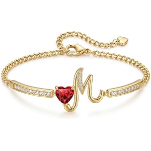 Zoeniya 18k Gold Plated A-Z Initial Bangle Bracelets for Women | Anniversary Christmas Birthday Gifts for Women Wife Sister D