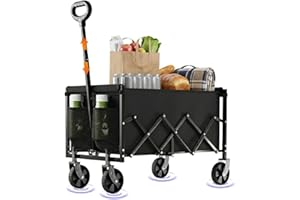 MarBreeze Collapsible Wagon with 380LBS Capacity, Heavy Duty Foldable Utility Cart with All-Terrain Wheels, Folding Wagon for