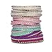 Beautiful Bead Women New Fashion Genuine Leather Wrap Multilayer Rhinestones Hot Fix Bracelet-Black