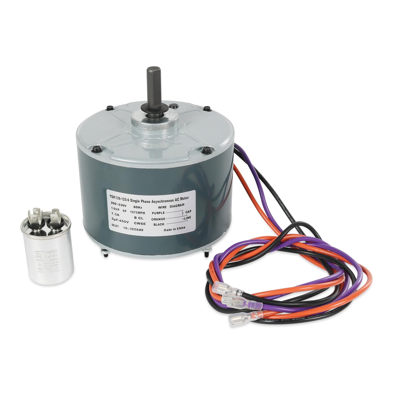 Photo 1 of RALBDX 68J97 Condenser Fan Motor Compatible with Lennox 10ACB24-10, 10ACB30-10, 10ACB18-10, 10ACB36-10, 10ACB48-10 ; 1/6 HP 208-230V 1PH 60HZ 1075RPM Fan Motor Replace # 31L19 31L1901 K55HXDFM-6844