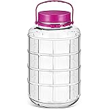 Bokon 2 Gallon Glass Jar with Lid and Handle Wide