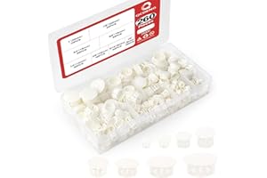 QCDENG 260PCS White Plastic Plugs Hole, Round PA66 Plug Furniture Hole Decorative Cover 8 Size 1/4" 5/16" 3/8" 1/2" 5/8" 3/4" 7/8" 1"