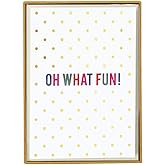 Graphique Oh What Fun Holiday Cards | Pack of 15 Cards with Envelopes | Christmas Greetings | Gold Foil and Embossing | Boxed Set | 3.25" x 4.75"