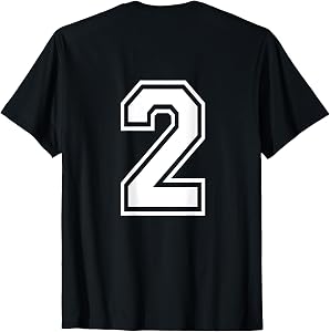 Number 2 T-Shirt Sports Player Number BACK Of Shirt Only T-Shirt