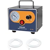Mini Adjustable 10L/Min Desktop Oil-Free Diaphragm Lab Pump for Filtration | 110V-220V, 0.08MPa, Low Noise, Desktop &amp; Portable, w/2 Silicone Hoses for Filtration Resin Degassing and Solvent Recovery