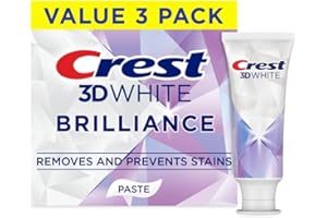 Crest 3D White Brilliance Bright Mint Teeth Whitening Toothpaste, 4.3 oz Pack of 3, 100% More Surface Stain Removal, 24 Hour Active Stain Prevention, Whiter Teeth in 3 Days