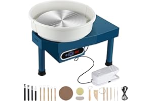 Huanyu Pottery Wheel Ceramic Machine 35cm/14in with Foot Pedal & LCD Screen, Electric Pottery Forming Machine Detachable Basin 250W Art Clay DIY Sculpting Tool Kit