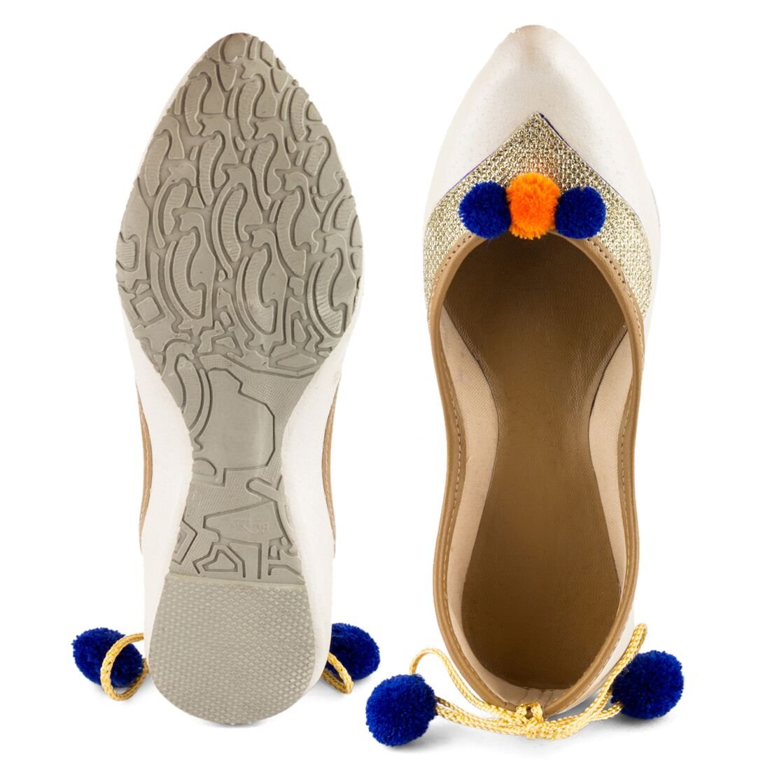 tashi women's beige & pink artificial leather jutis