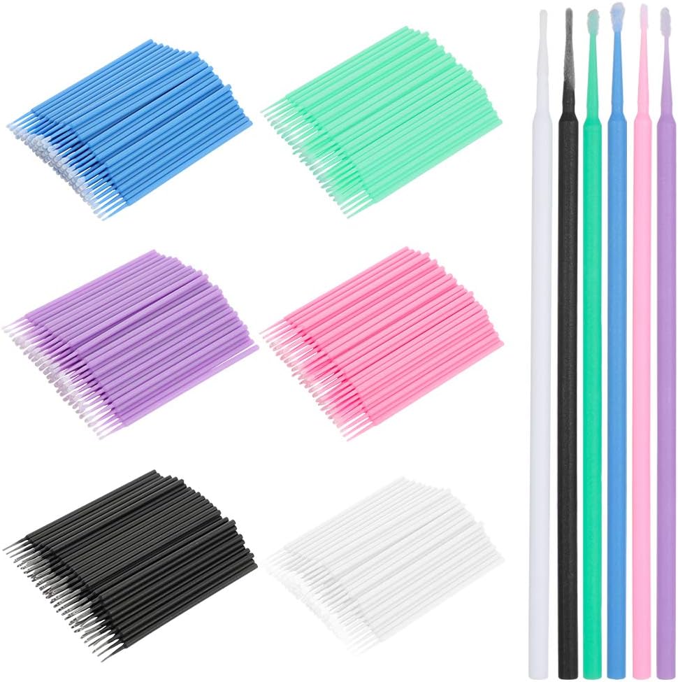 Tagaremuser 600 Pcs Micro Applicator Brushes Disposable Applicators Micro Mascara Brushes for Eyelash Extension, 6 Color