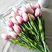 Tulip Pink 10 Pcs SOLEDI PU Real-touch Artificial Flowers for Bridal Bouquet Wedding Living Room Table Home Garden Decoration